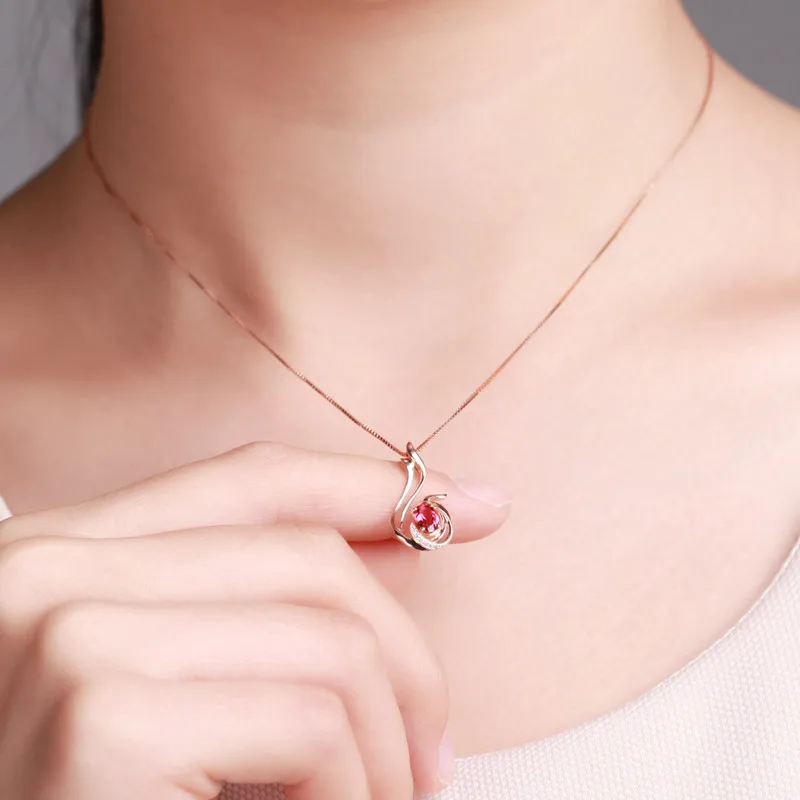 Подвеска бренда ZOCAI Phoenix 0 02 карата Rubellite из настоящего золота 18 карат подлинный 925