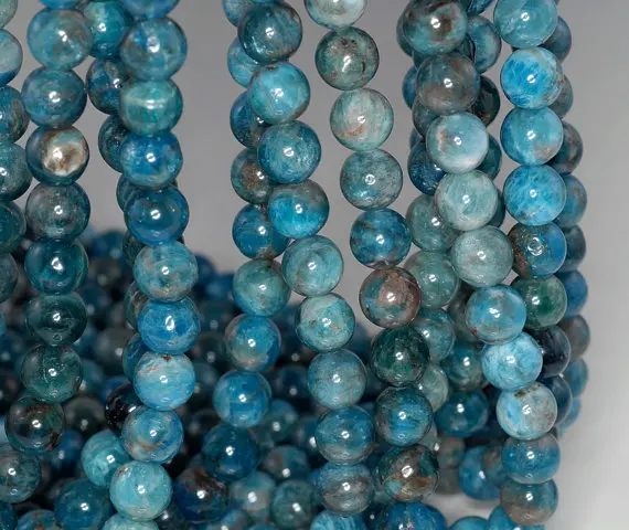 8MM Connoisseur Blue Apatite Gemstone Round Loose Beads 7.5 inch Half Strand (90182993-117) | Украшения и аксессуары