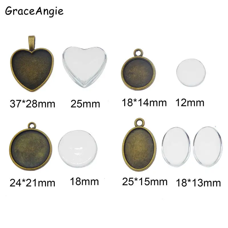 GraceAngie 4 комплекта цинковый сплав античная бронза сердце Овальный смешанный лоток