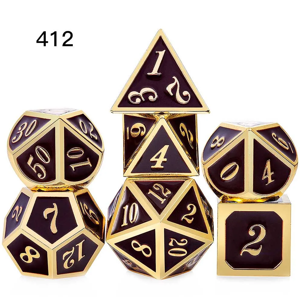 412 DnD металлические кости RPG MTG кубики курсивом шрифт кости включают кости мешочек разные цвета D4 D6 D8 D10 D12 D20 - Цвет: 412