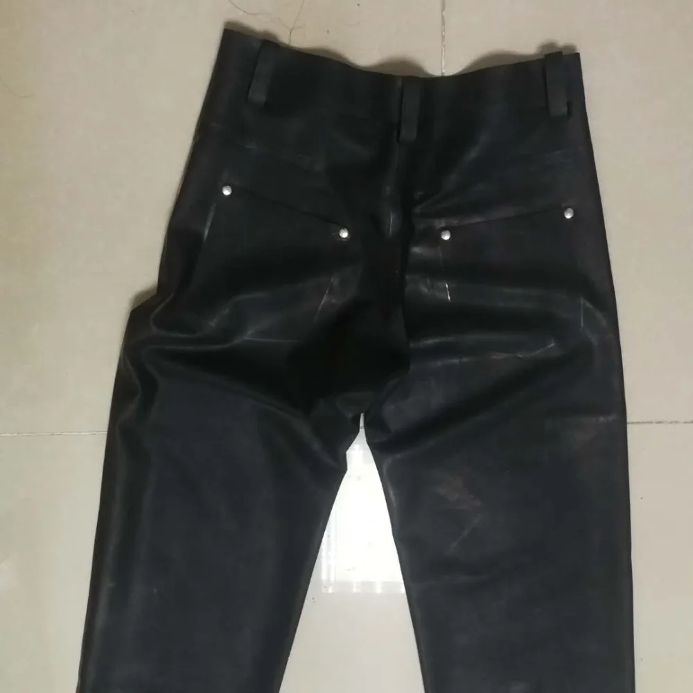 In Stock Latex Jean 0.4MM Thickness Long Latex Trousers M Size Black Color