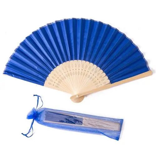 Royal blue with bag Персональный гравированный Шелковый ручной вентилятор Свадебные Веер Складной старинные вееры Индивидуальные свадебный подарок 50 шт - Цвет: Royal blue with bag