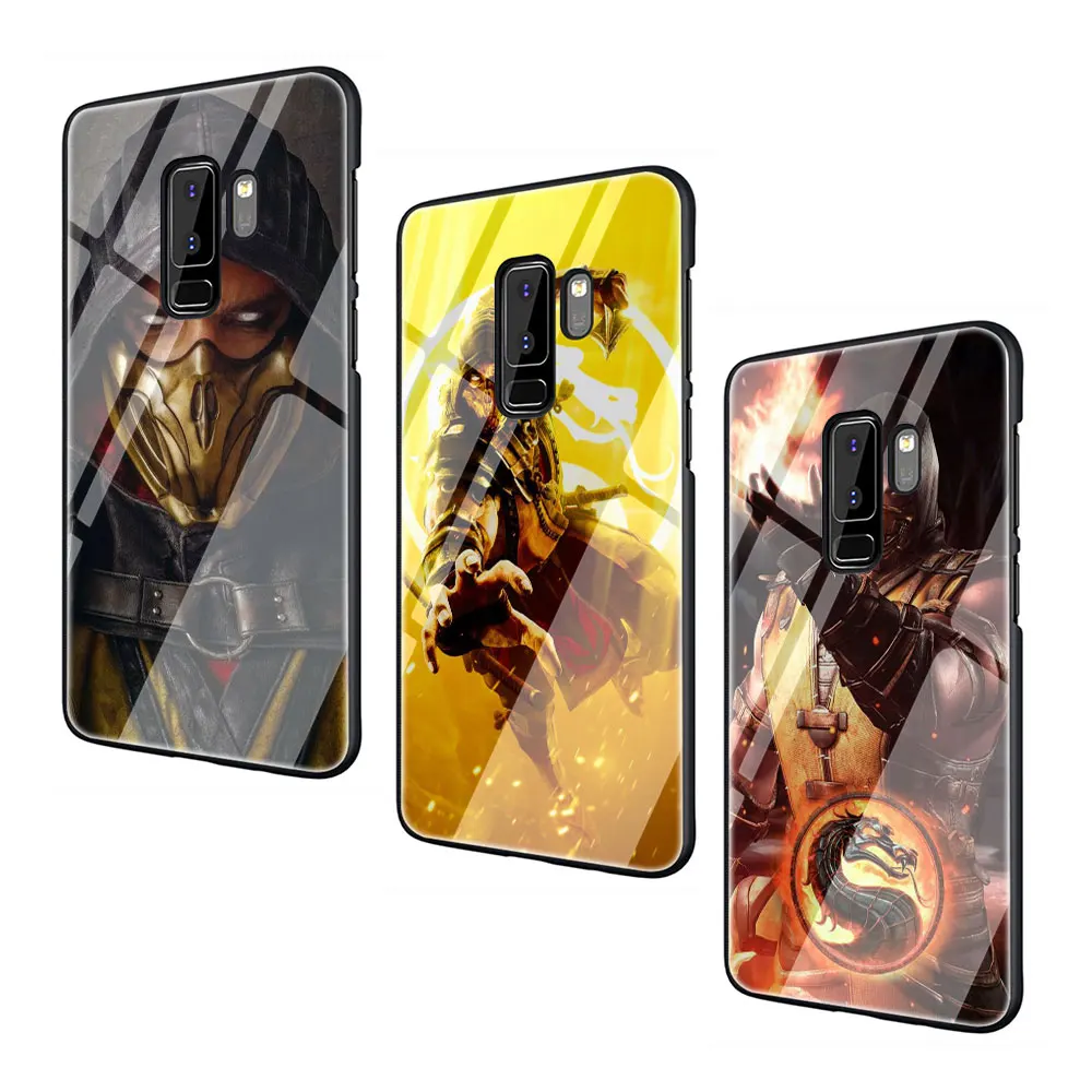 Скорпион в Mortal Kombat закаленное Стекло чехол для телефона чехол для Galaxy S7 край S8 9 10 Plus, Note 8, 9, 10, A10 20 30 40 50 60 70