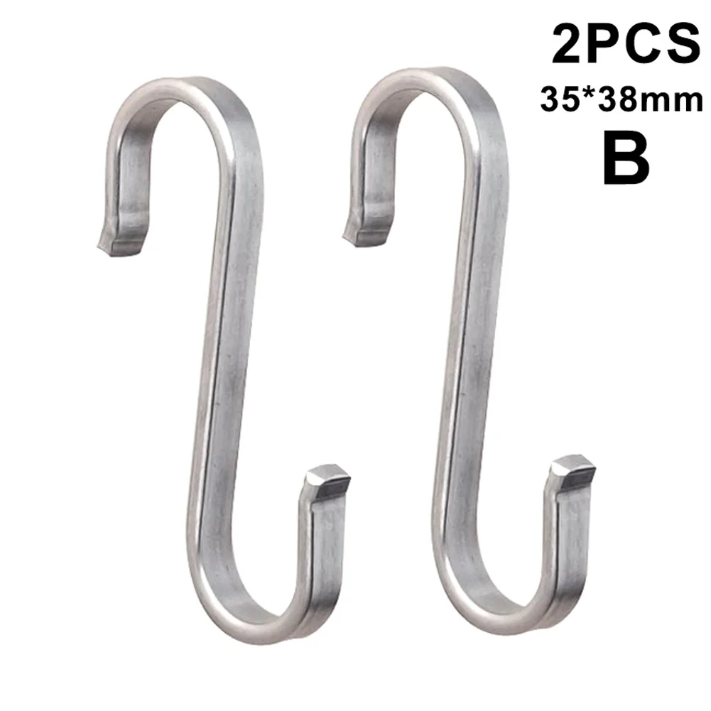 B 35x38mm Новые Горячие 2 шт. Нержавеющая Сталь S Крючки Висячие одежды Зонтик кухня вешалка для мелочей SMD66 - Цвет: B 35x38mm