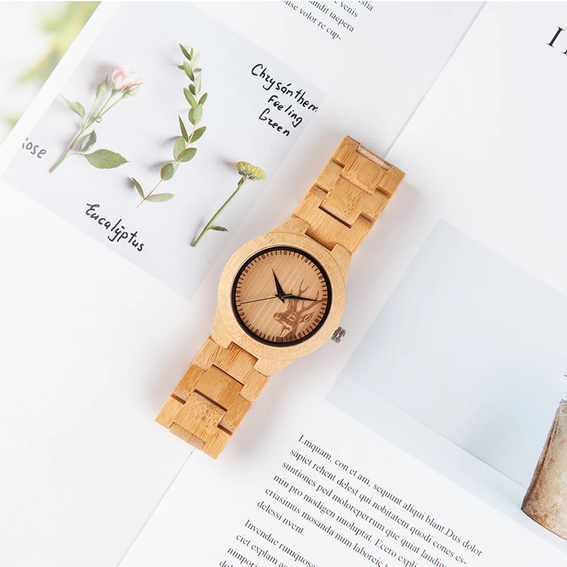 BOBO BIRD женские часы Мужские бамбуковые деревянные relogio feminino олень с деревянным
