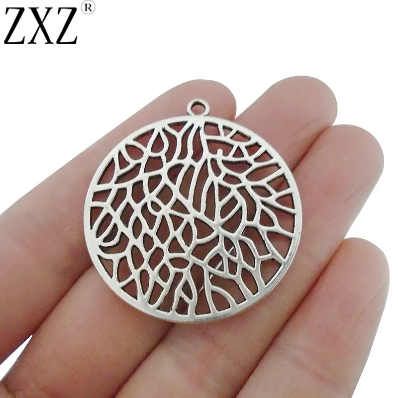 ZXZ 5 шт. большие филигранные круглые подвески двухсторонние для ожерелья