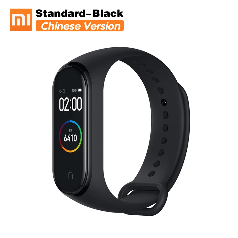 CN Standard Black Xiaomi mi смарт-браслет 4 цветной сенсорный экран музыкальный пульсометр mi Band 4 стандарт и NFC две версии - Цвет: CN Standard Black