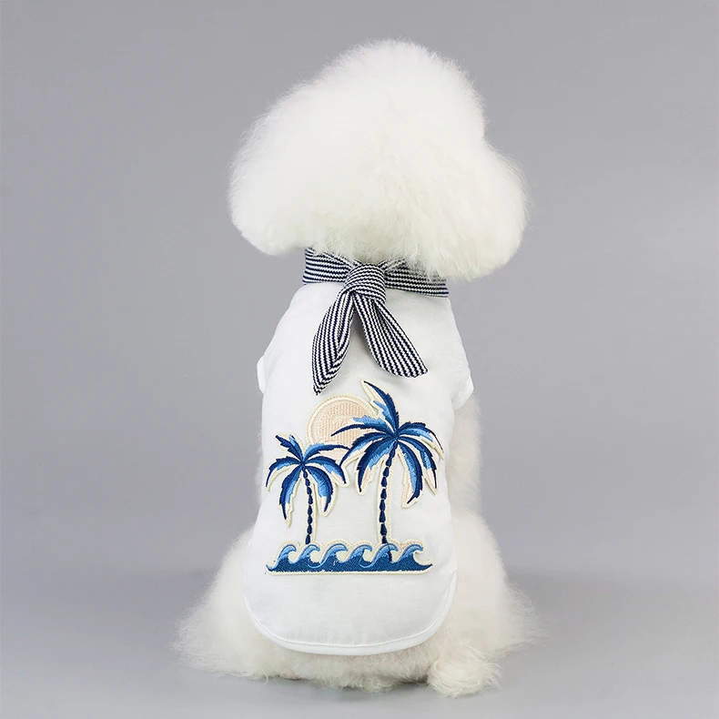 White Tree Vest Милая летняя одежда для собак для маленьких собак Топы шарф в полоску Pet Puppy Cat жилет Чихуахуа Йорки одежда лето дропшиппинг - Цвет: White Tree Vest