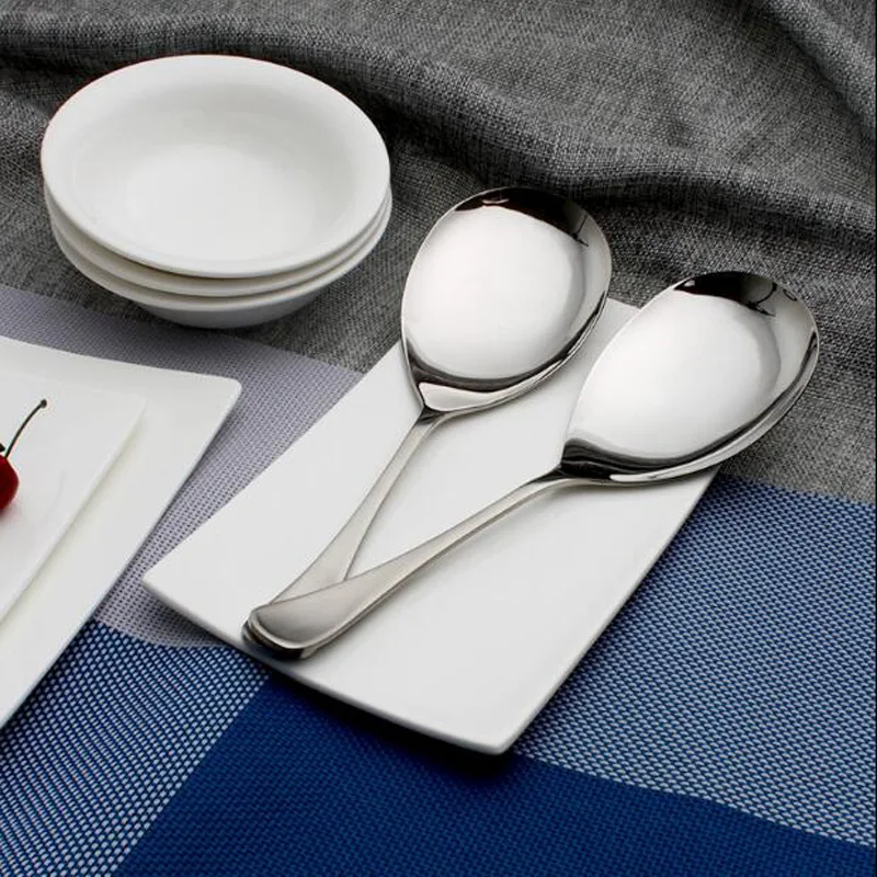 

2PCS/LOT High Grade Non-sticky Rice Spoon Creative Kitchen Utensils 304 Stainless Steel Spoon Free Shipping