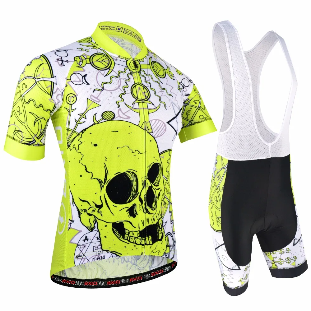 BXIO Pro Team Skull велосипедная одежда из лайкры с коротким рукавом и манжетами Roupa Ciclismo