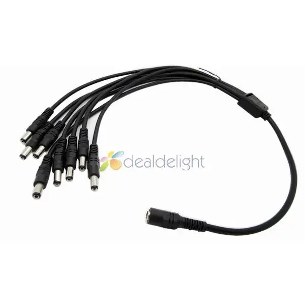 

DC power splitter 1 to 8 cable wire connector 5.5mm/2.1mm for LED and CCTV camera power adaptor Free shipping