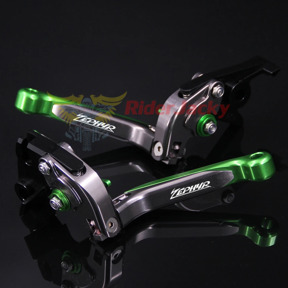 Зеленые + титановые Складные Выдвижные рычаги тормозной муфты для Kawasaki ZR750 ZEPHYR 1991