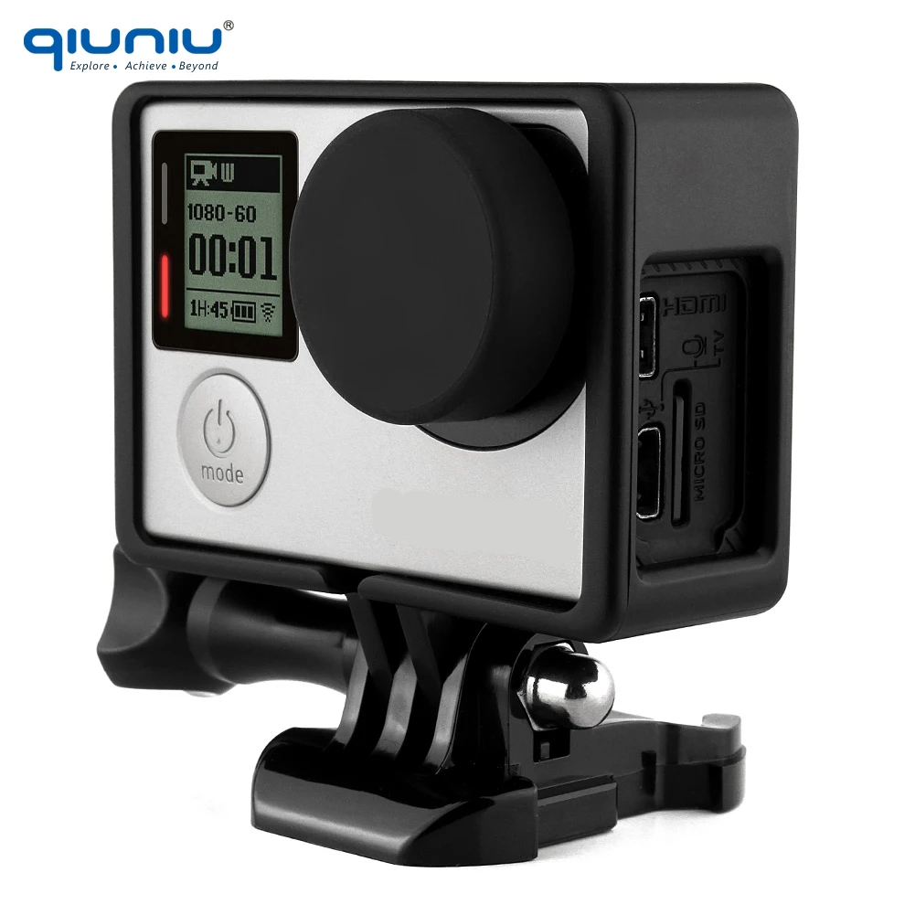 QIUNIU для Gopro стандартная защитная рамка крепление+ УФ объектив+ крышка объектива камеры+ основание Крепление+ винт комплект крепление для Go Pro Hero 3 3+ 4