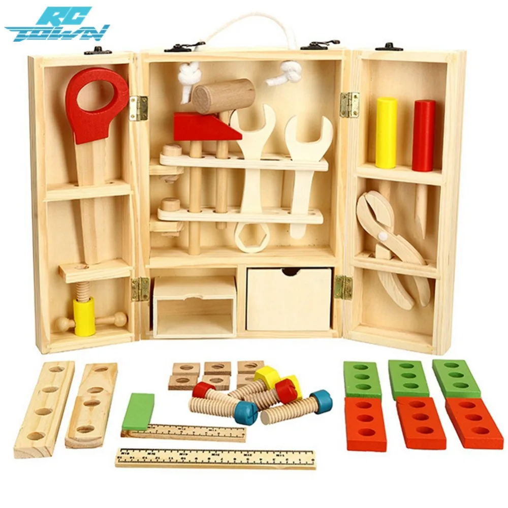 

RCtown детский деревянный ящик с инструментами Набор строительных игрушек деревянные игрушки для детей ролевые игры Детский Набор игрушечных...