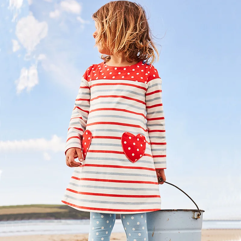 Toomine Kids Dresses For Girls Long Sleeve Toddler Girl Winter 2017 Fashion Cute Baby Dress Striped Colorful | Детская одежда и
