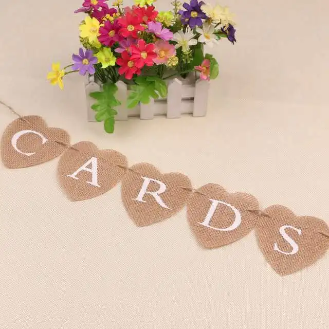 1 комплект карты любящее сердце мини гессенской мешковины баннер рустикальная