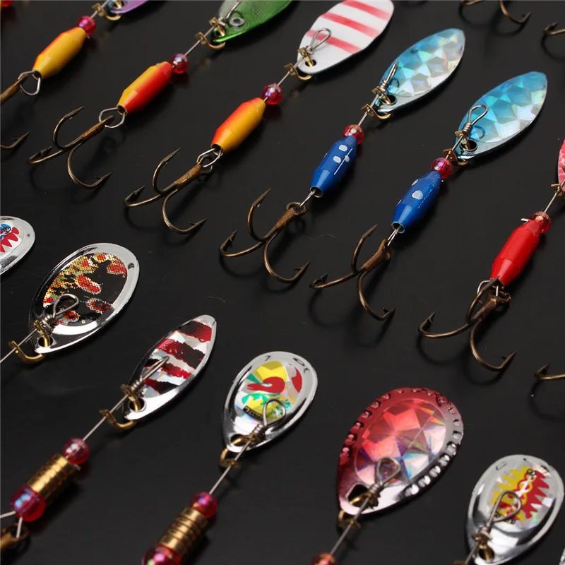 Bobing 30Pcs Lot Fishing Lures Iron Hard Spoon Lures Spinners Multiple Colors Fish Lure Baits Set Tackle Accessories