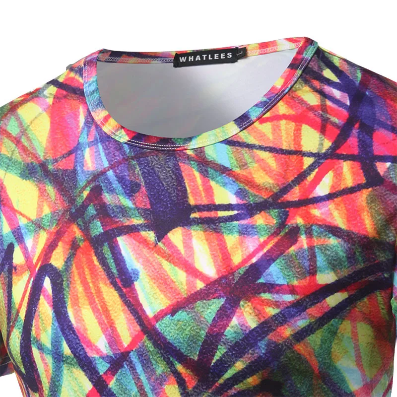 Мужская Мода 2017 Новый Летний мужской Моды Граффити Чернила 3D Печати Повседневная