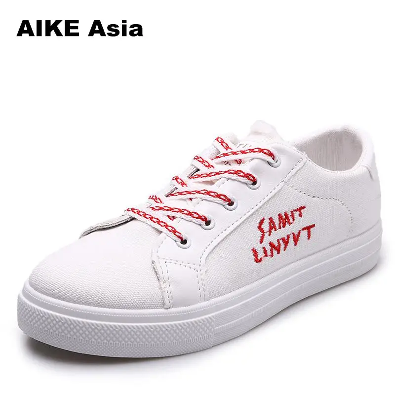 2019 модные холщовые туфли Женская Вулканизированная обувь Брендовые женские