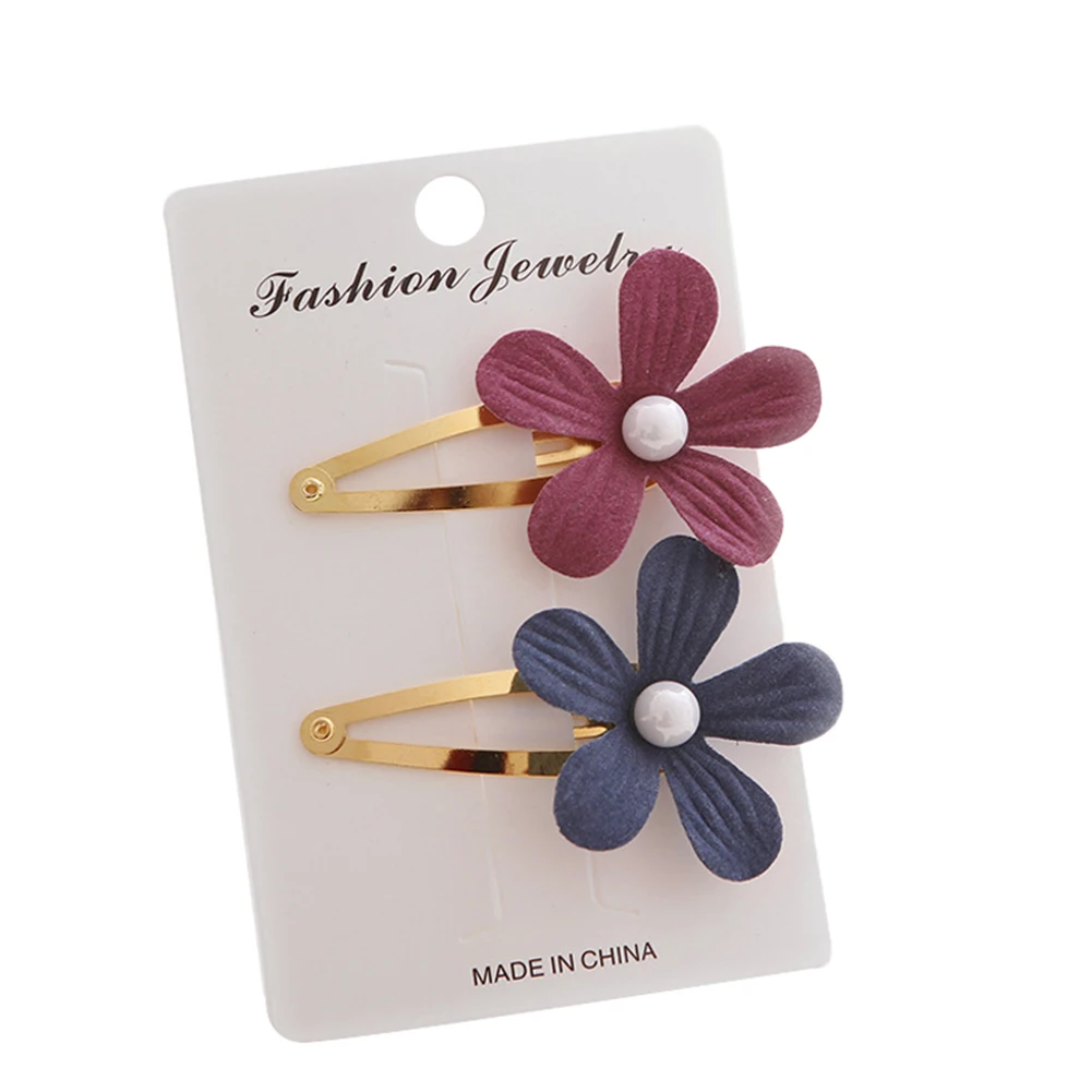 

2pc/set Cute 3D Pearl Flower Snap Hair Clip Set Pink BB Hairpins Barrettes Accessories