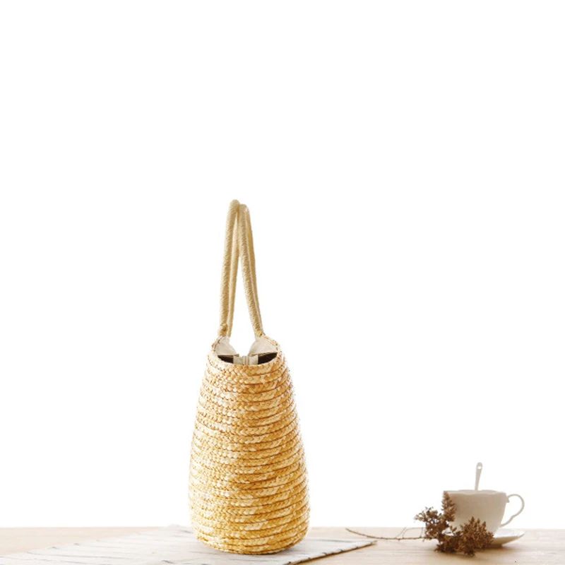 Женская плетеная пляжная Соломенная Сумка тоут с цветочным принтом модель 2020