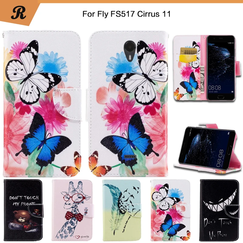 Цветной Чехол бумажник с откидной крышкой для Fly Cirrus 11 FS517 из искусственной кожи