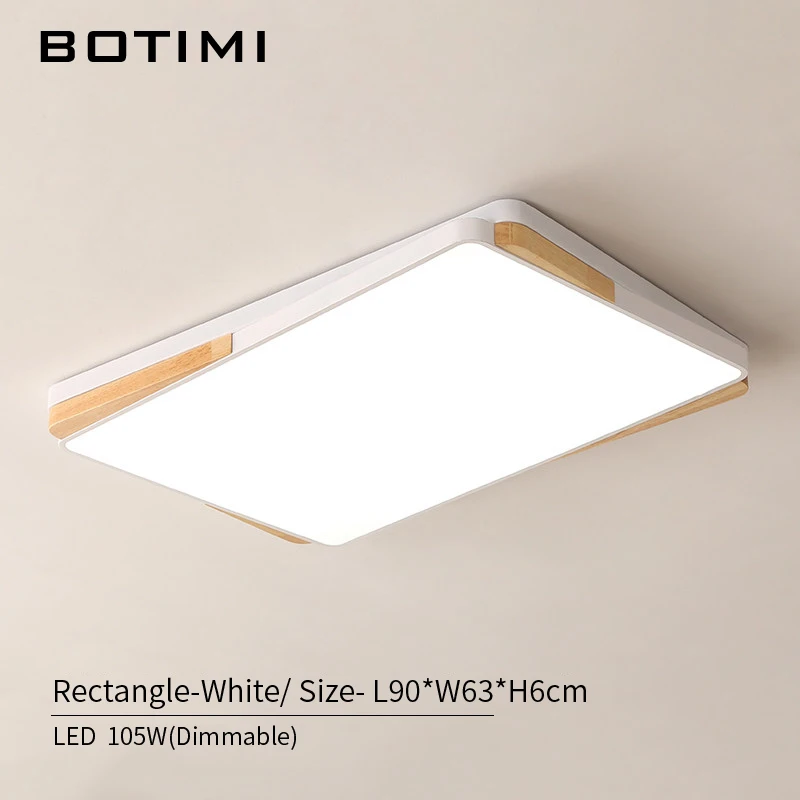 Rectangle-White-RC BOTIMI квадратный светодиодный потолочный светильник s для гостиной белый Lamparas de techo прямоугольный деревянный потолочный светильник поверхностное крепление светильник для спальни - Цвет корпуса: Rectangle-White-RC