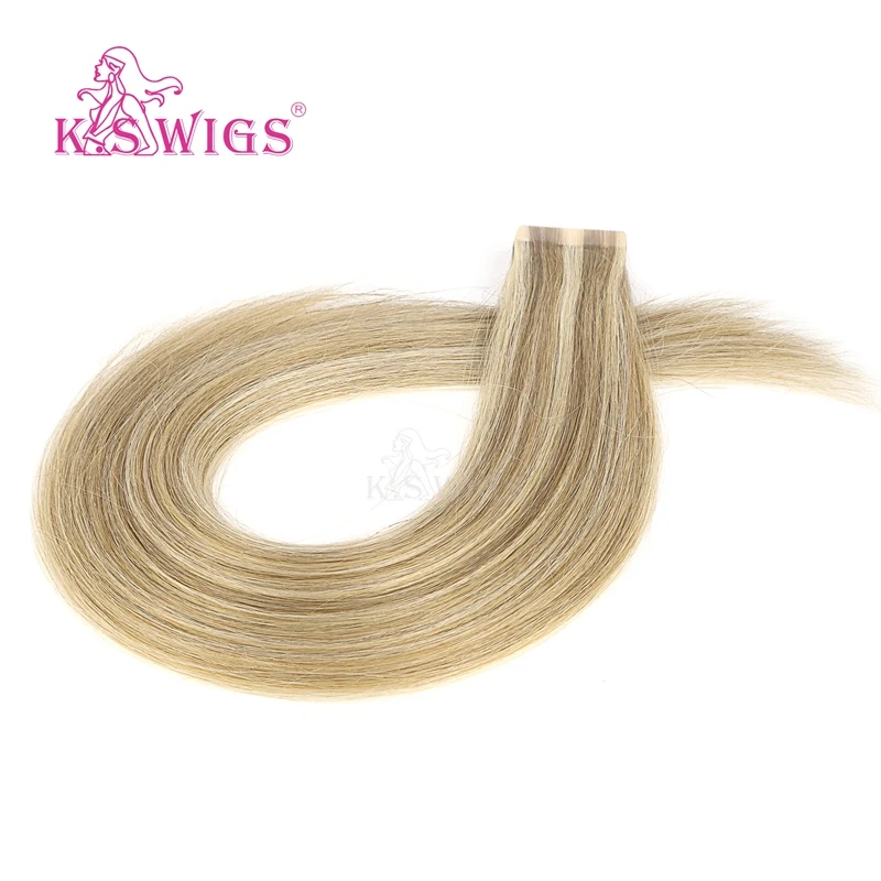 K.S парики прямые ленты в Remy волосы для наращивания двойная нарисованная кожа утка