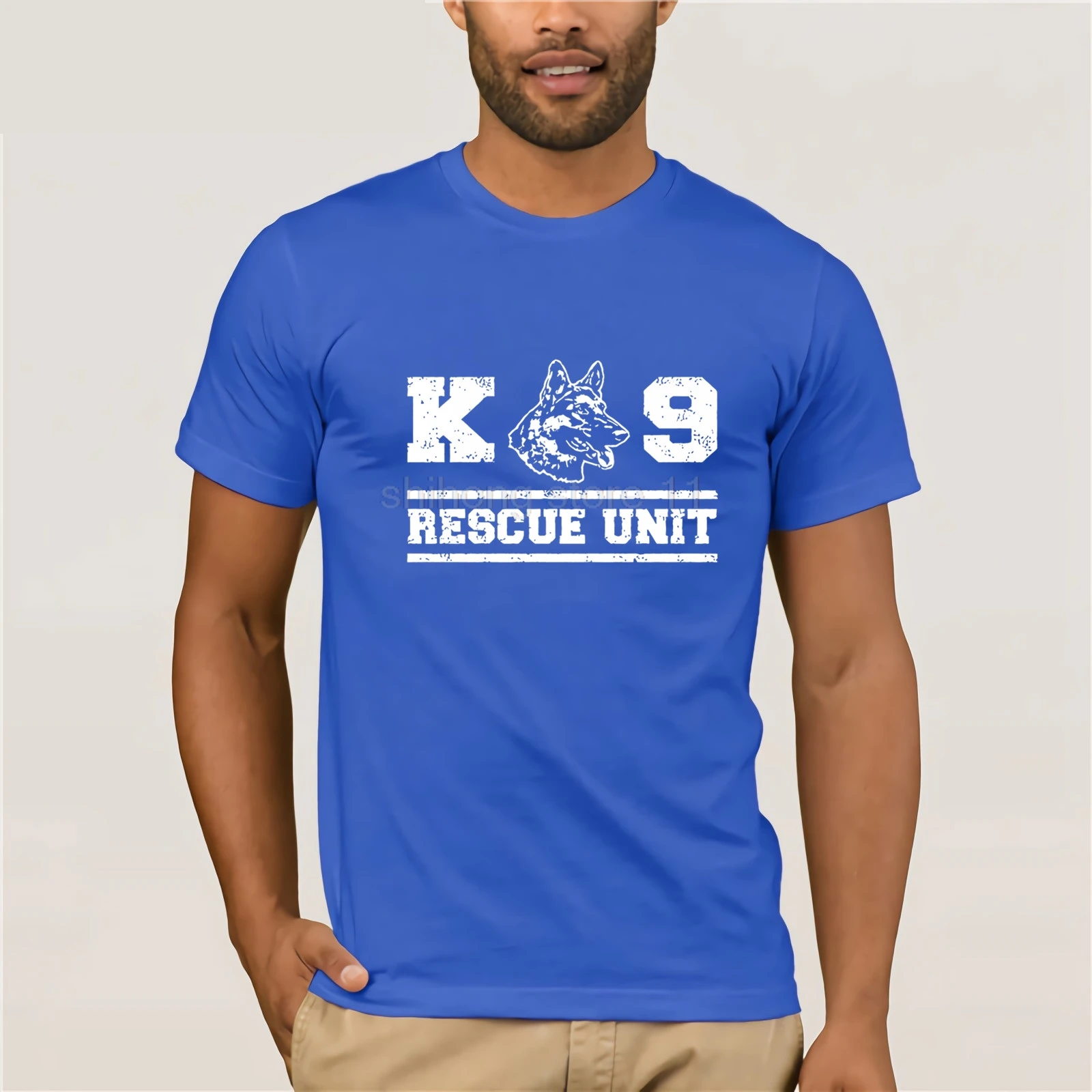 Мужская Повседневная футболка K9 Rescue Unit с немецкой овчаркой полицейской службой