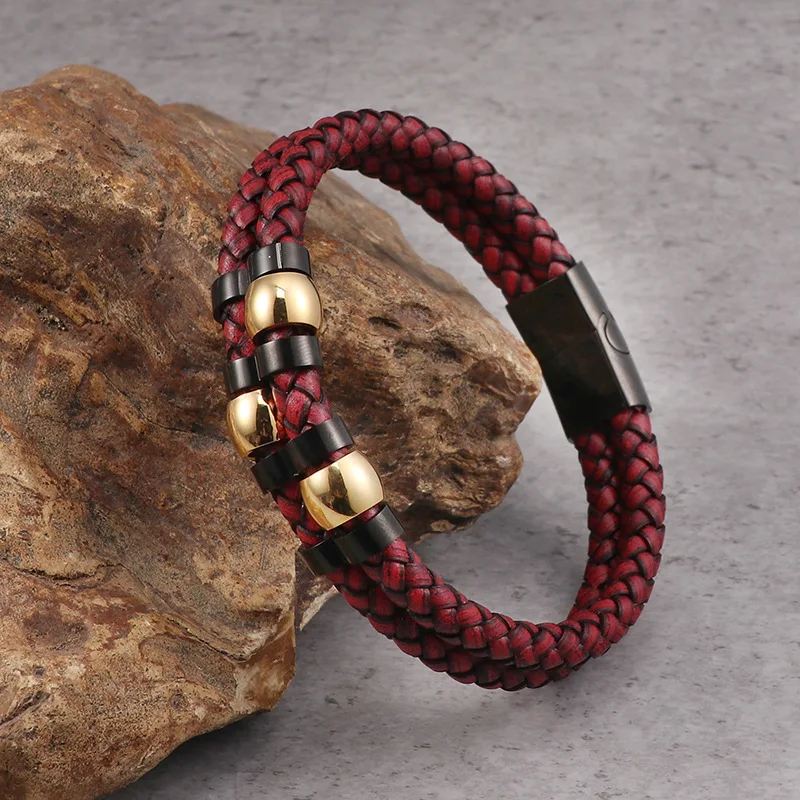 Мужской браслет в стиле панк ветер европейский и американский кожаный Модный