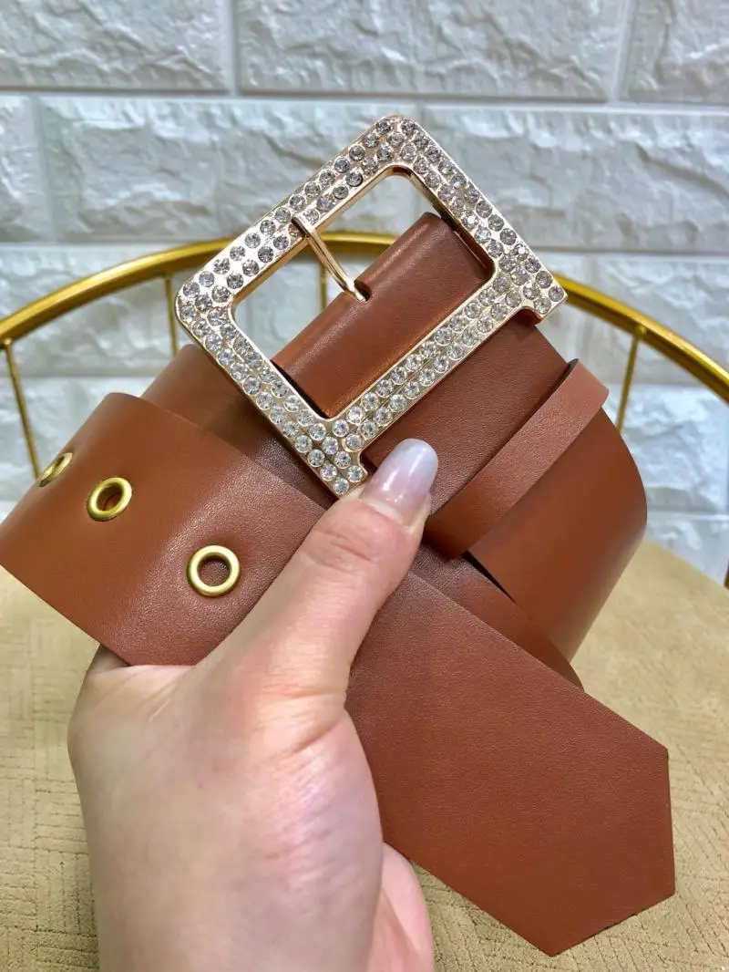 Подлинная коровья кожа кожаный ремень для платья Bling Пряжка с бриллиантами 5,0 см широкий пояс женский модный пояс с буквенным принтом Jc3026
