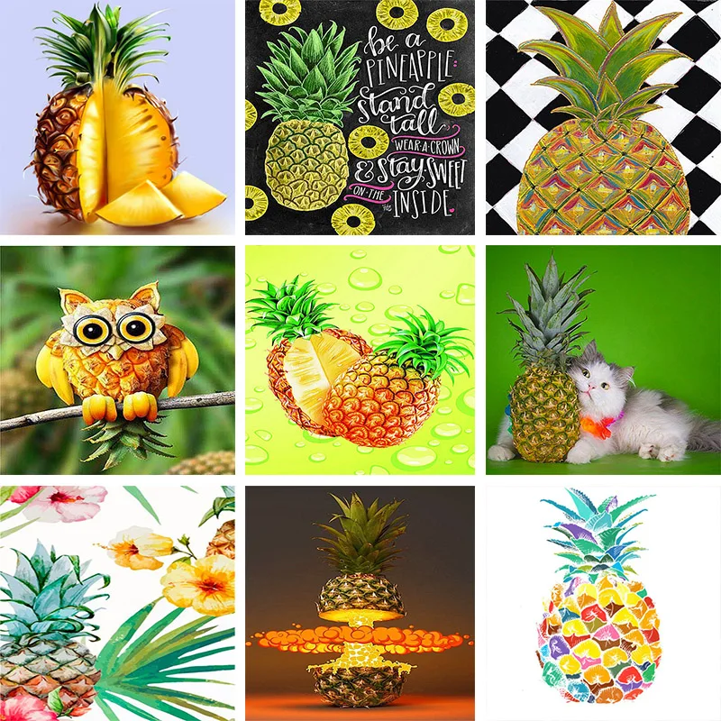 

Diamond Embroidery Fruit 5D DIY Diamond Painting Pineapple Black and white Cross Stitch Full Square Mosaic Home Decor