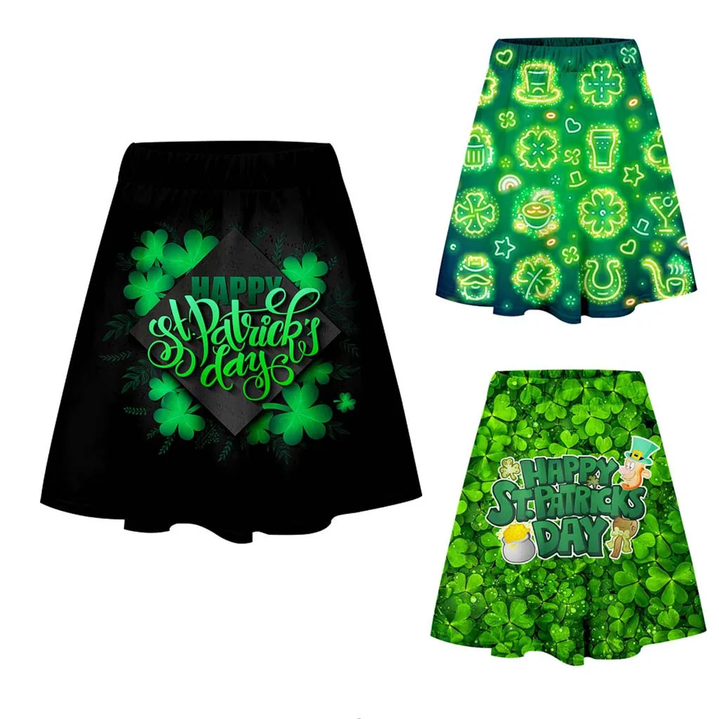Женское платье с принтом День Святого Патрика зеленое эластичное летнее