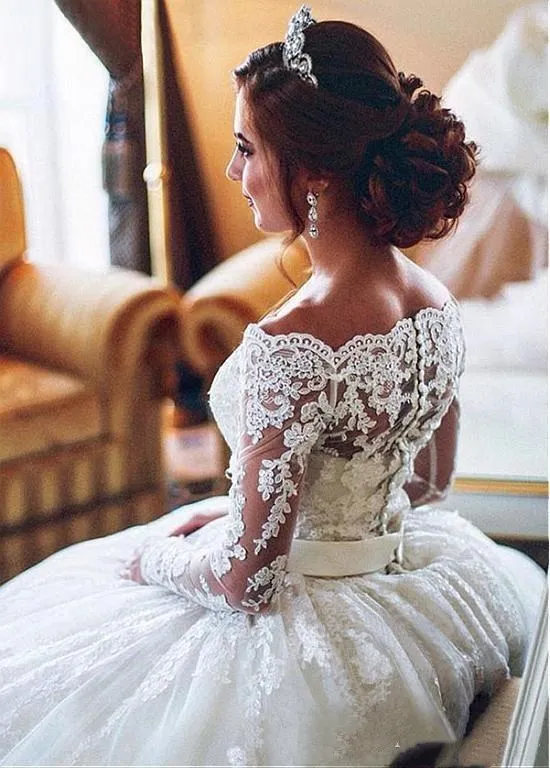 SHJ313 Vestidos De Novia, длинные рукава, кружевные свадебные платья,, Alibaba, на заказ, винтажные, для невесты, новая мода, Robe De Mariee
