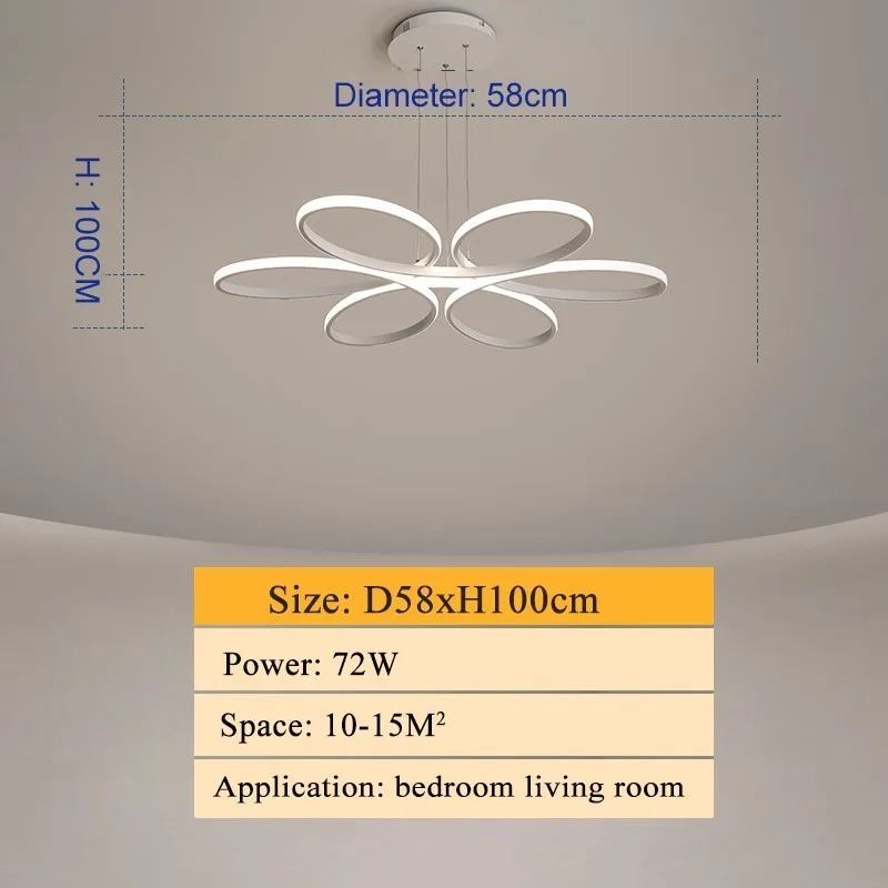 Modern led chandelier lighting for living room bedroom dining room indoor home lustre chandelier lamp AC90v-260v lampadario - Цвет абажура: D58xH10CM 72W