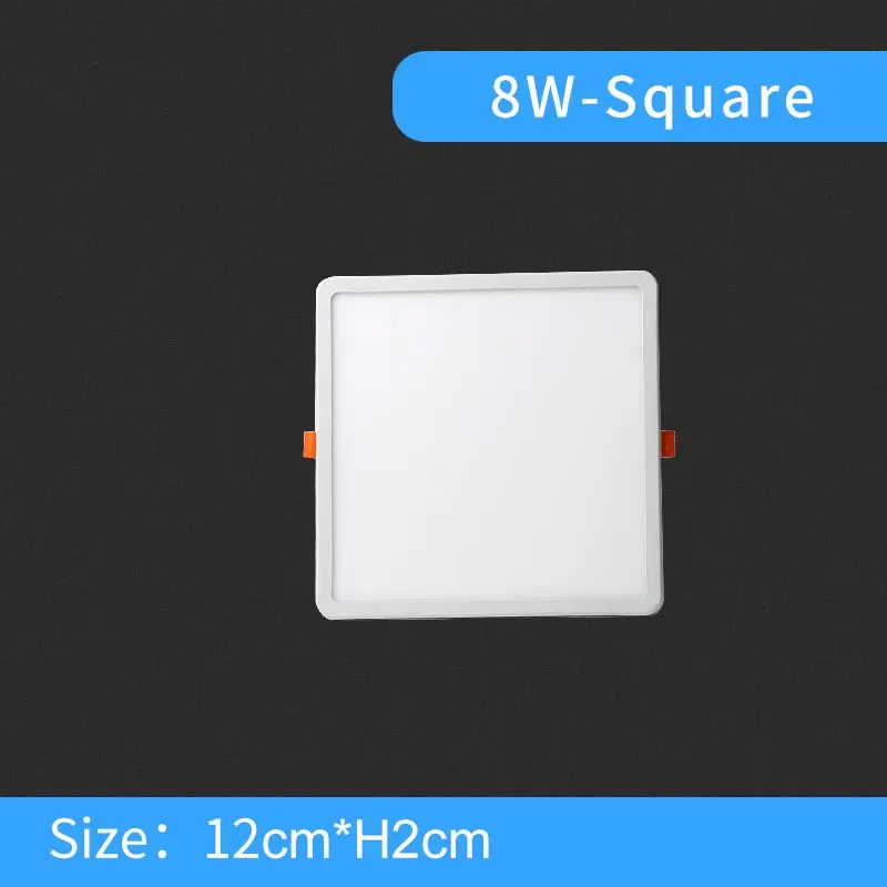 8W-Square Светодиодный светильник, ультра тонкий круглый квадратный встраиваемый светильник, 6 Вт, 8 Вт, 15 Вт, 20 Вт, 220 В, потолочный светодиодный светильник для ванной комнаты - Испускаемый цвет: 8W-Square