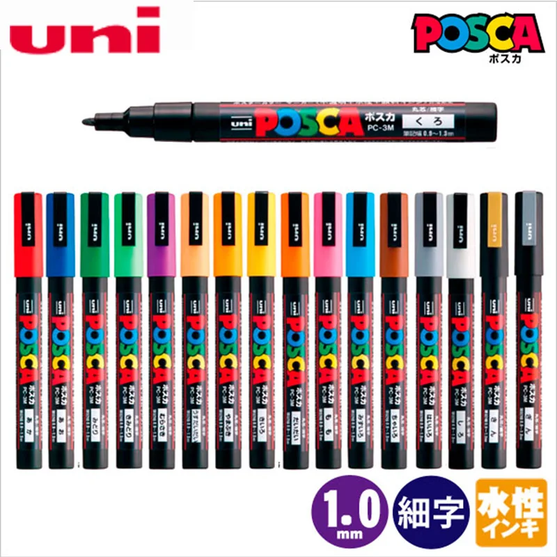 Uni Posca PC 3M ручка маркер для рисования с тонким наконечником 0 9 мм 1 3 набор из 8