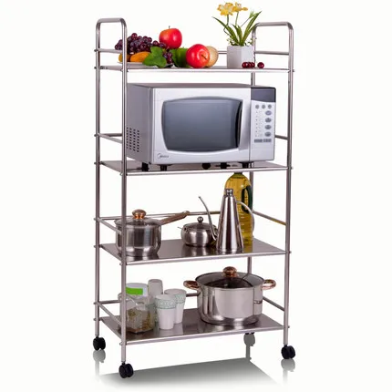 

Microwave oven rack stainless steel kitchen utensils floor rack