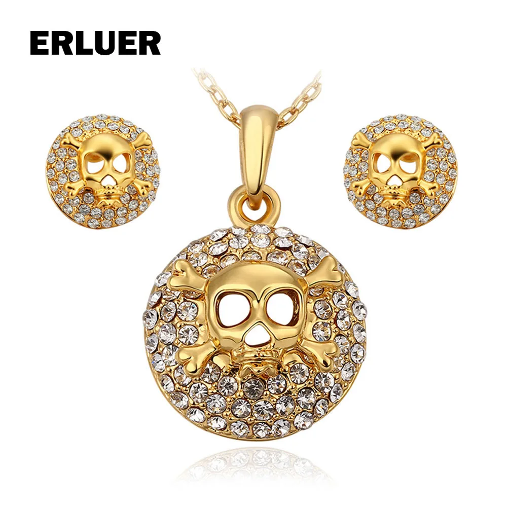 ERLUERSkull Ювелирные наборы для женщин девушек золотой цвет классическое