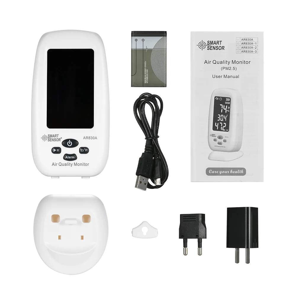 

SMART SENSOR AR830A 5 in 1 Air Quality Monitor Digital Gas Analyzer with Temperature Humidity PM2.5 TVOC HCHO Detector