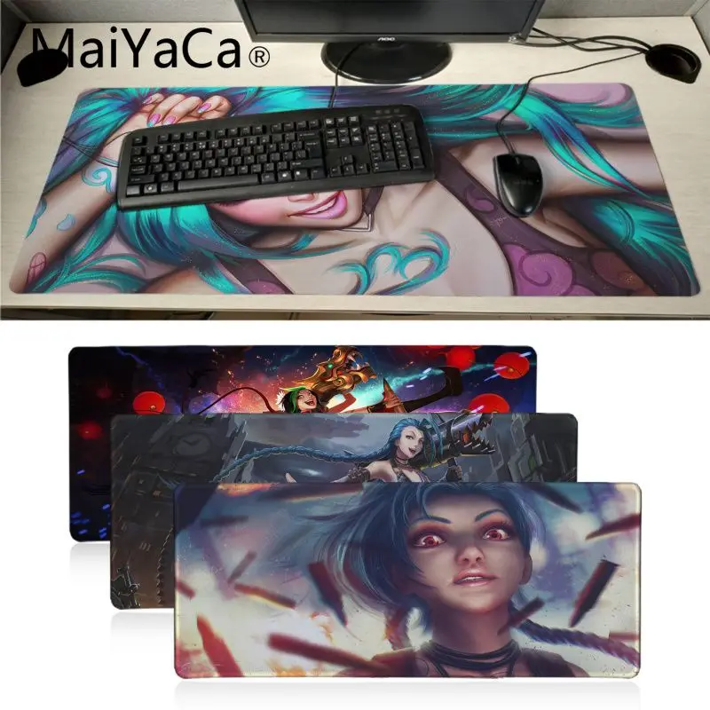 Резиновый коврик для мыши Maiyaca Jinx League Of Legends настольная клавиатура Аниме Коврик
