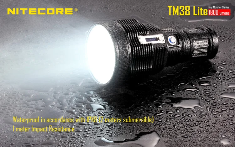 NITECORE TM38 Lite rechargeable flashlight CREE XHP35 HI D4 max 1800 lumen outdoor searchlight beam throw 1400 meter torch