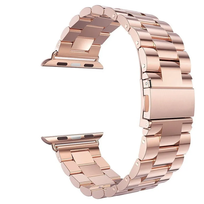 Rose Gold 40 мм 44 мм спортивный ремешок из нержавеющей стали для часов Apple Watch Band 42 38 мм Три штамма деловые мужские и женские часы ремешок для iwatch - Цвет ремешка: Rose Gold
