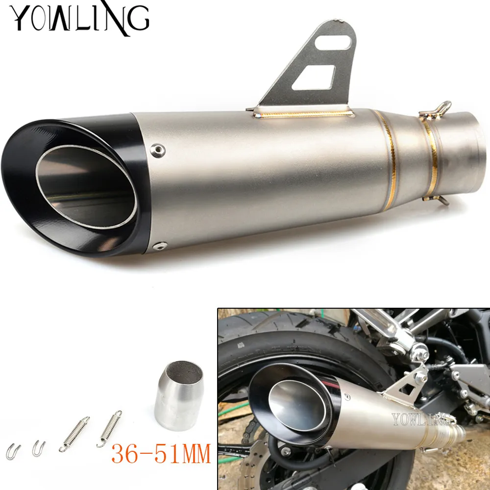 

Universal 36MM-51MM Modified Motorcycle Exhaust Muffler fit for FZ6 YZF R1 R6 R3 MT07 zx6r z800 z900 mt09 fz09 gsxr750 cbr300
