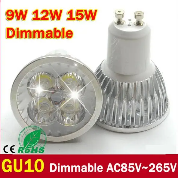 10 шт./лот 9 Вт 12 15 LED GU10 светодиодные лампочки теплый белый/холодный белый 60