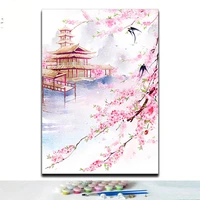 traditional chinese style landscape flowers animals pictures coloring paintings by numbers diy 40x50 framed for room wall decor