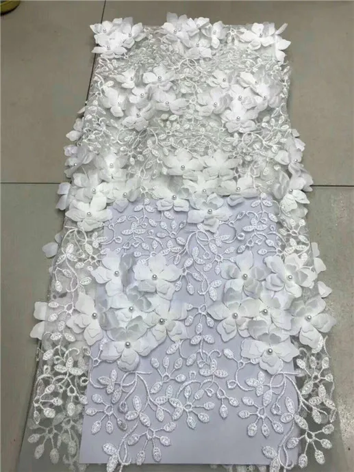 

Free shipping (5yards/pc) luxury French lace fabric 3d flowers African party lace fabric with stones and beads for dress