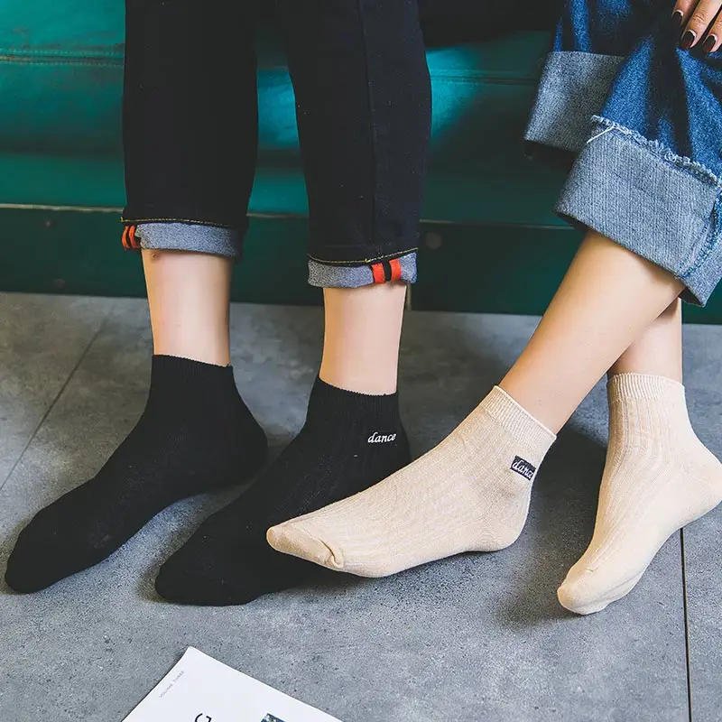 Женские носки Halajuku забавные для танцев креативные каблуки желтые черные белые