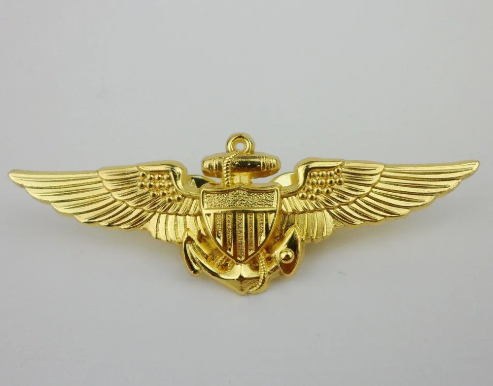 WW2 стиль USAF Крылья Золотой Авиатор металлический штифт пилот капитан | Спортивные сувениры -32910731621