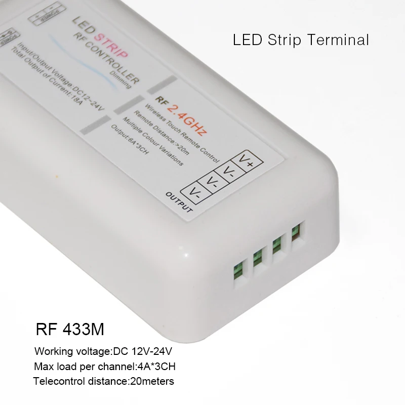 

DC12V-24 6CH 2.4G wireless single color led strip Stepless controller dimming with wall mounted touch remote led strip dimmer